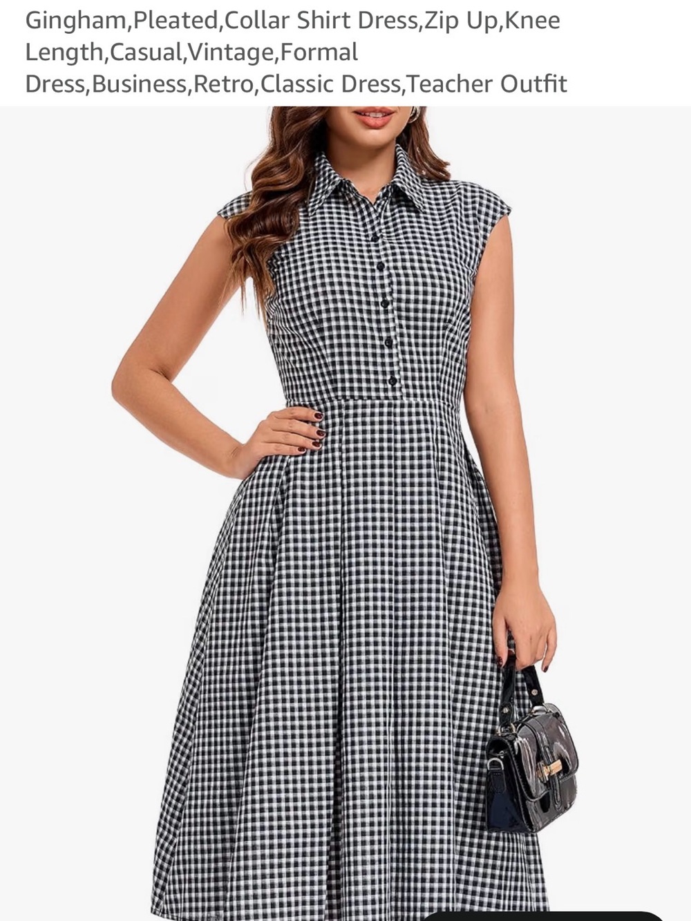 Rihoas Black & White Gingham Sleeveless Dress size L NWOT